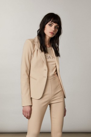 Patrizia Pepe 2-button Slim Jacket Μπεζ | PEWYSMU-19