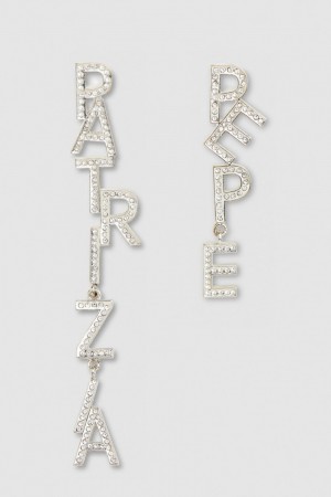 Patrizia Pepe Brass And Crystal Earrings ασημι | NGPEYWU-74