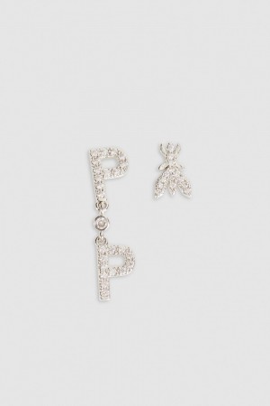 Patrizia Pepe Brass And Glass Earrings ασημι | ATGMYJN-86