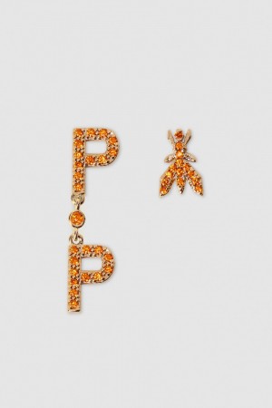 Patrizia Pepe Brass And Glass Earrings πορτοκαλι | VXQTGUK-92