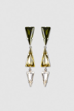 Patrizia Pepe Brass Earrings With Rhinestones πρασινο | WCGKRYA-05