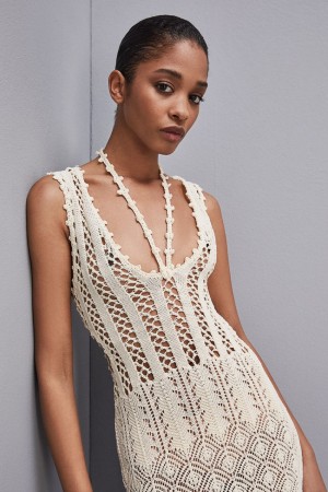 Patrizia Pepe Crochet-effect Dress Made Of Recycled Nylon ασπρα | GQAPRXF-57