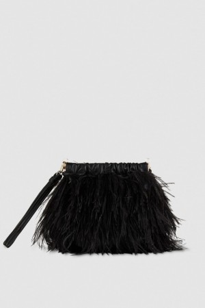 Patrizia Pepe Crossbody Bag With Feathers μαυρα | BOZLMJU-51