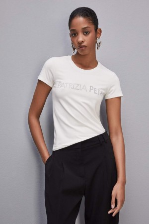 Patrizia Pepe Essential T-shirt ασπρα | ZHOXSPE-28