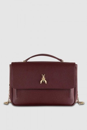 Patrizia Pepe Fly Leather Shoulder Bag With Chain μωβ | CUFATSX-76