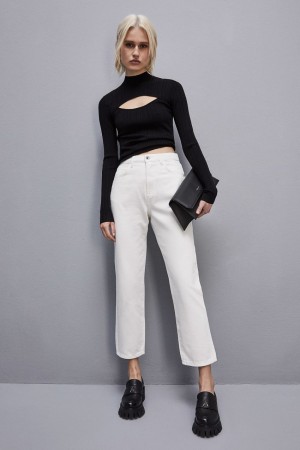 Patrizia Pepe High-waisted Denim Pants ασπρα | NAFSHVO-51