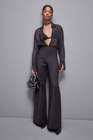 Patrizia Pepe High-waisted Palazzo Pants μαυρα | RXUETKI-04