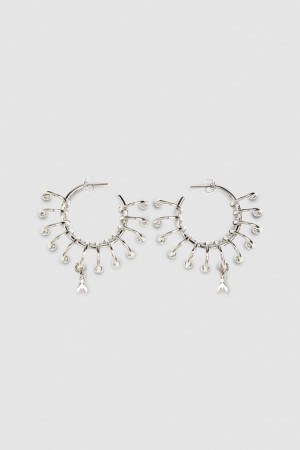 Patrizia Pepe Hoop Earrings With Rings ασημι | THXJNQV-41