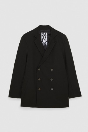 Patrizia Pepe Lined Double-breasted Coat μαυρα | MRTDPWQ-48