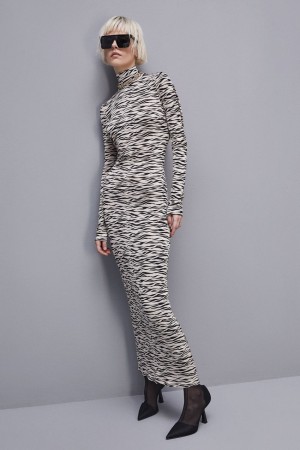 Patrizia Pepe Long Slim Fit Dress Animalier | RFISKGD-71