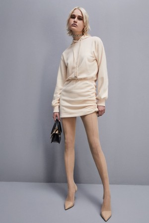 Patrizia Pepe Long-sleeved Fleece Dress Μπεζ | CPKOMVX-64