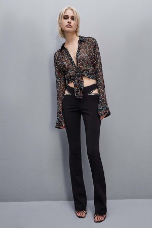 Patrizia Pepe Long-sleeved Printed Shirt μαυρα | UWXJLQZ-81