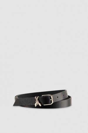 Patrizia Pepe Low-waist Hammered Leather Belt μαυρα | OPGNUJS-24