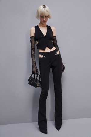 Patrizia Pepe Low-waisted Crepe Pants μαυρα | FOXRGMI-49