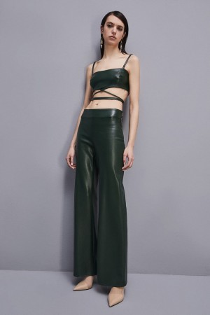 Patrizia Pepe Low-waisted Palazzo Fit Pants πρασινο | KHDOFEW-16