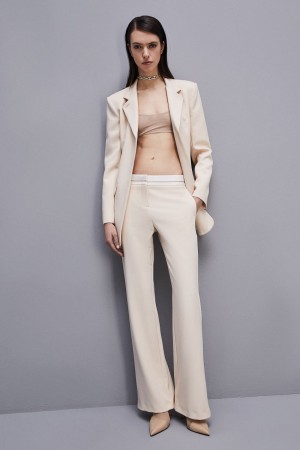 Patrizia Pepe Low-waisted Pants In Comfort Fabric Μπεζ | VNBYSXE-65