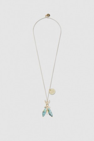 Patrizia Pepe Precious Fly Necklace With Stones πρασινο | RXFMGVZ-01