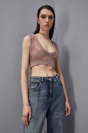 Patrizia Pepe Sleeveless Cropped Top μωβ | YULBQAW-36