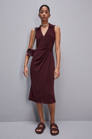 Patrizia Pepe Sleeveless Midi Jersey Dress μωβ | PXMVCBS-31