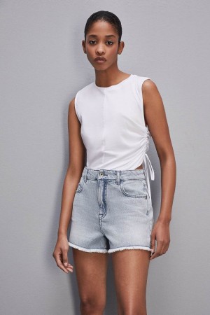 Patrizia Pepe Sleeveless T-shirt With Drawstring ασπρα | MJBVLHU-84