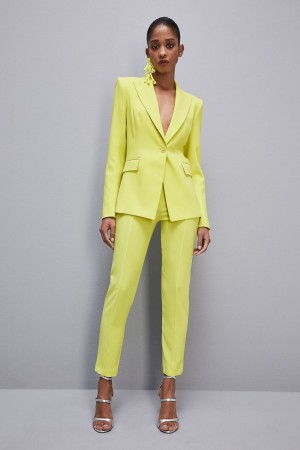 Patrizia Pepe Slim Cigarette Pants In Sablè Crepe Fabric κίτρινα | YPQKFNH-32