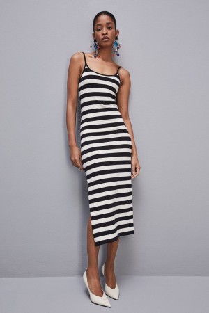 Patrizia Pepe Slim Jersey Dress With Cotton Straps ασπρα | OXZURWJ-97