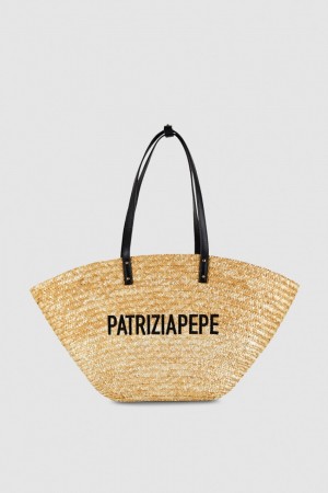 Patrizia Pepe Straw Shopper Μπεζ | ATUIHQN-68