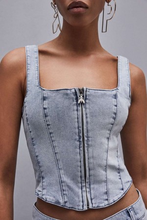 Patrizia Pepe Stretch Denim Top ανοιχτο μπλε | ZUJCNHG-54