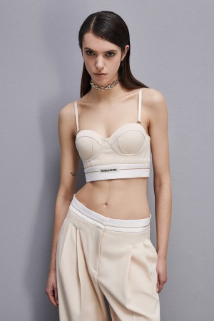 Patrizia Pepe Tailored Bustier With Belt Μπεζ | QNGLUFO-56