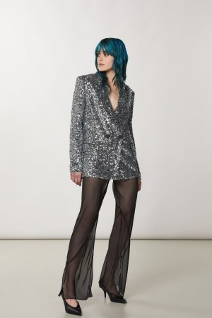 Patrizia Pepe Two-button Jacket With Sequins γκρι | OVPQREF-51