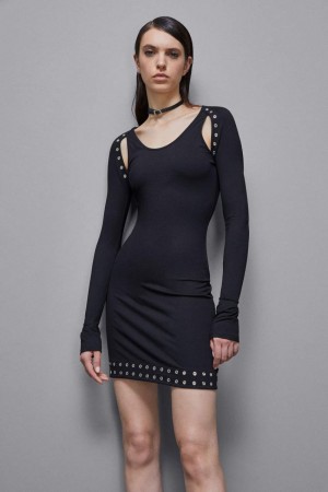 Patrizia Pepe Viscose Mini Dress μαυρα | LGOEDSV-04