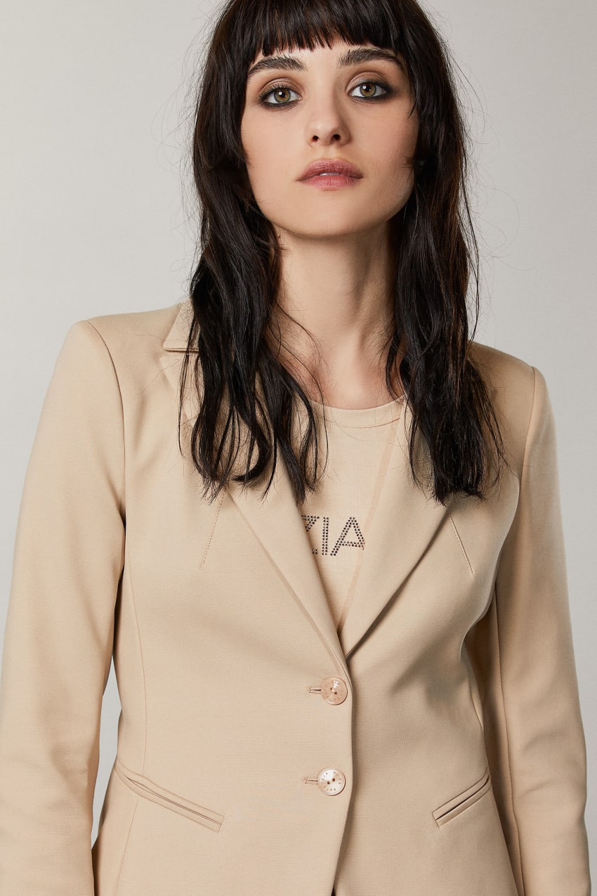 Patrizia Pepe 2-button Slim Jacket Μπεζ | PEWYSMU-19