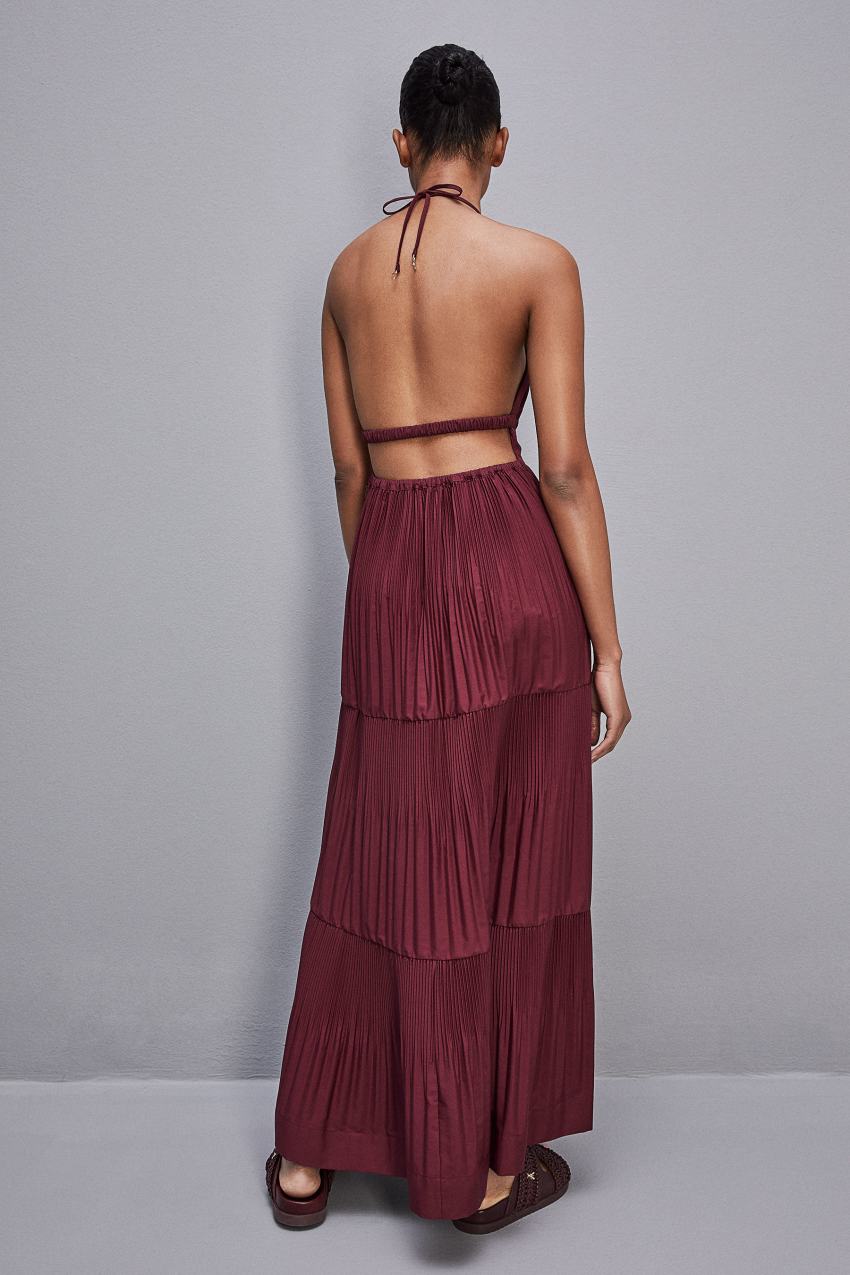 Patrizia Pepe Ankle-length Bare-back Pleated Dress μωβ | WQNLMAC-98