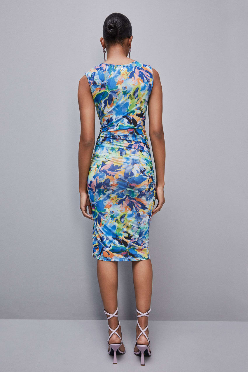 Patrizia Pepe Arty Splash Print Dress In Recycled Polyester Πολύχρωμο | GBMCDQS-26