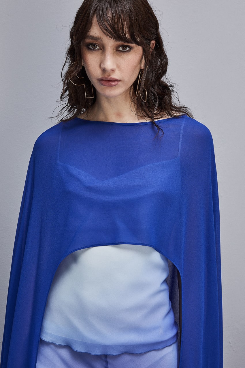 Patrizia Pepe Cape In Poly Georgette With Neckline On The Back ανοιχτο μπλε | AVXKYCE-94