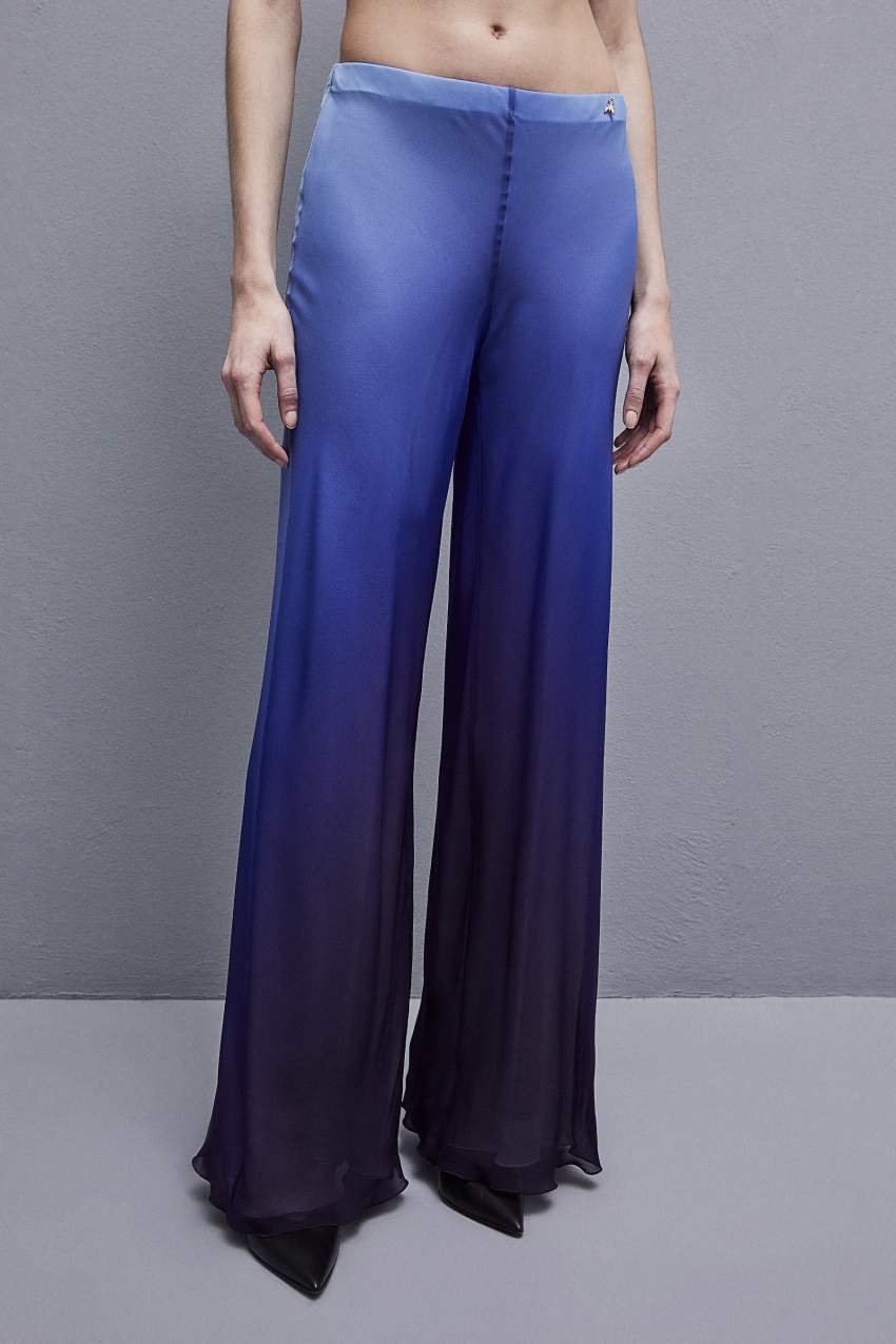 Patrizia Pepe Chiffon Pants With Degradè Print ανοιχτο μπλε | PZFNXRG-58