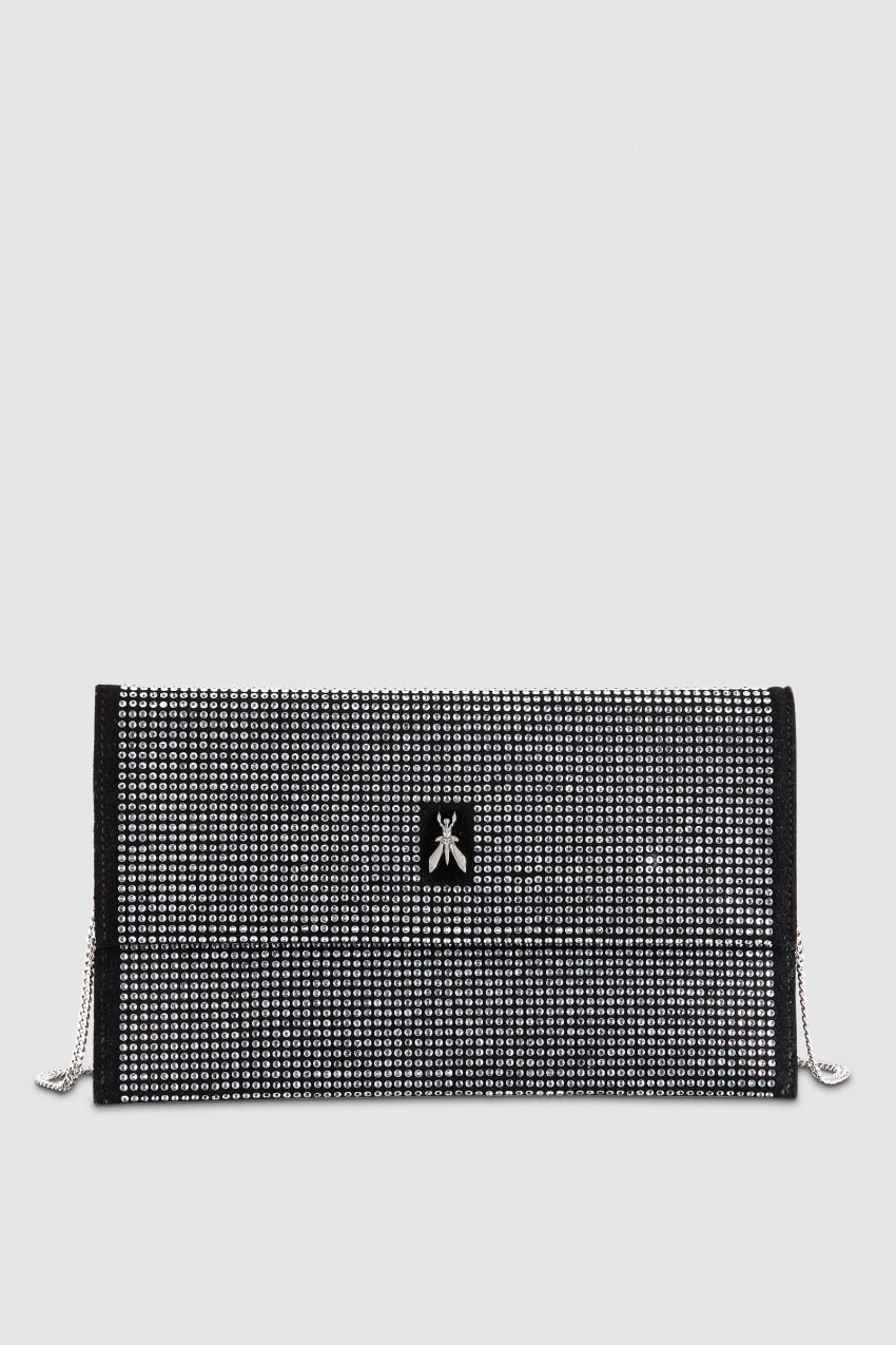 Patrizia Pepe Clutch Bag With Rhinestones And Shoulder Strap μαυρα | VFXKLES-45