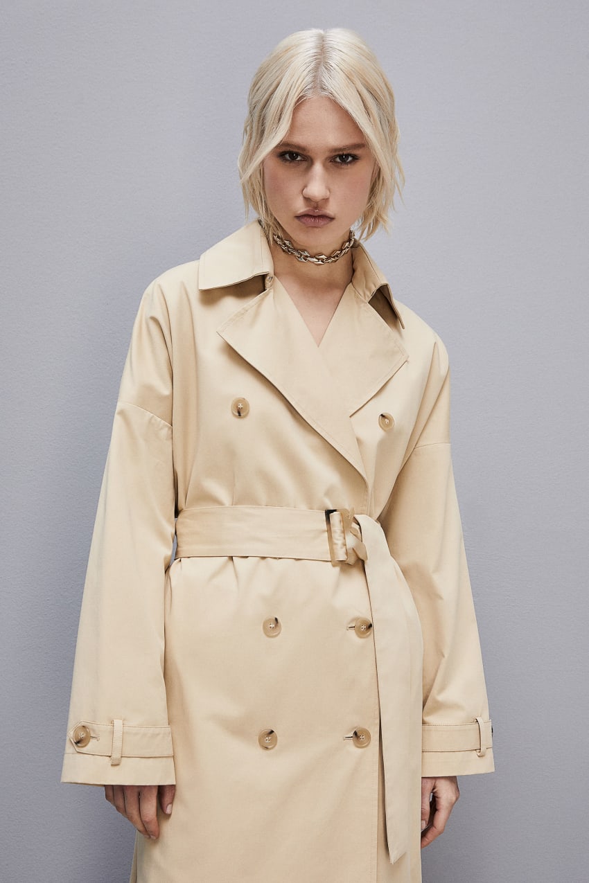 Patrizia Pepe Cotton Over Trench Coat Μπεζ | DKPSIAH-12