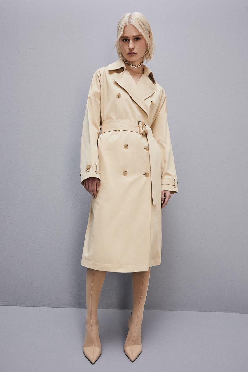 Patrizia Pepe Cotton Over Trench Coat Μπεζ | DKPSIAH-12