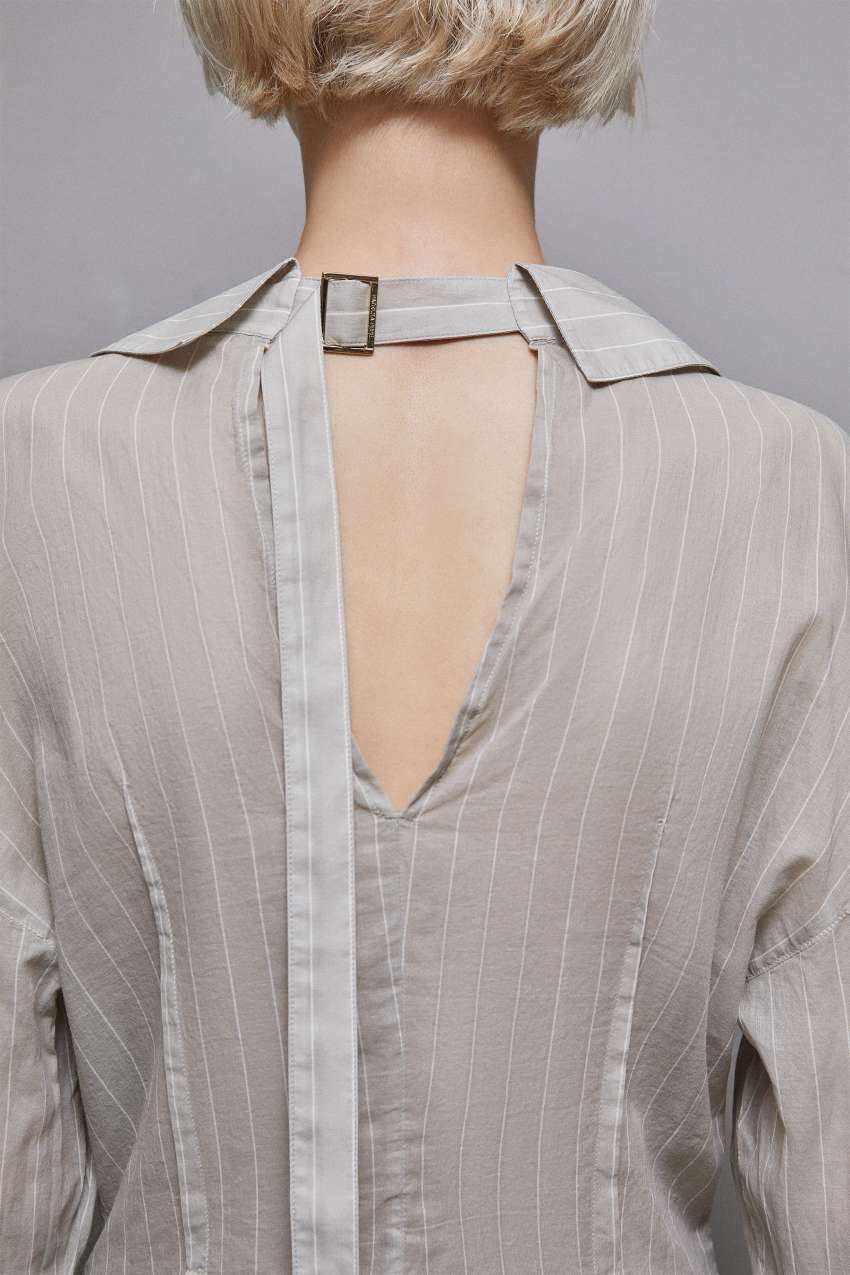 Patrizia Pepe Cotton Pinstripe Shirt γκρι | EBJTQFU-26