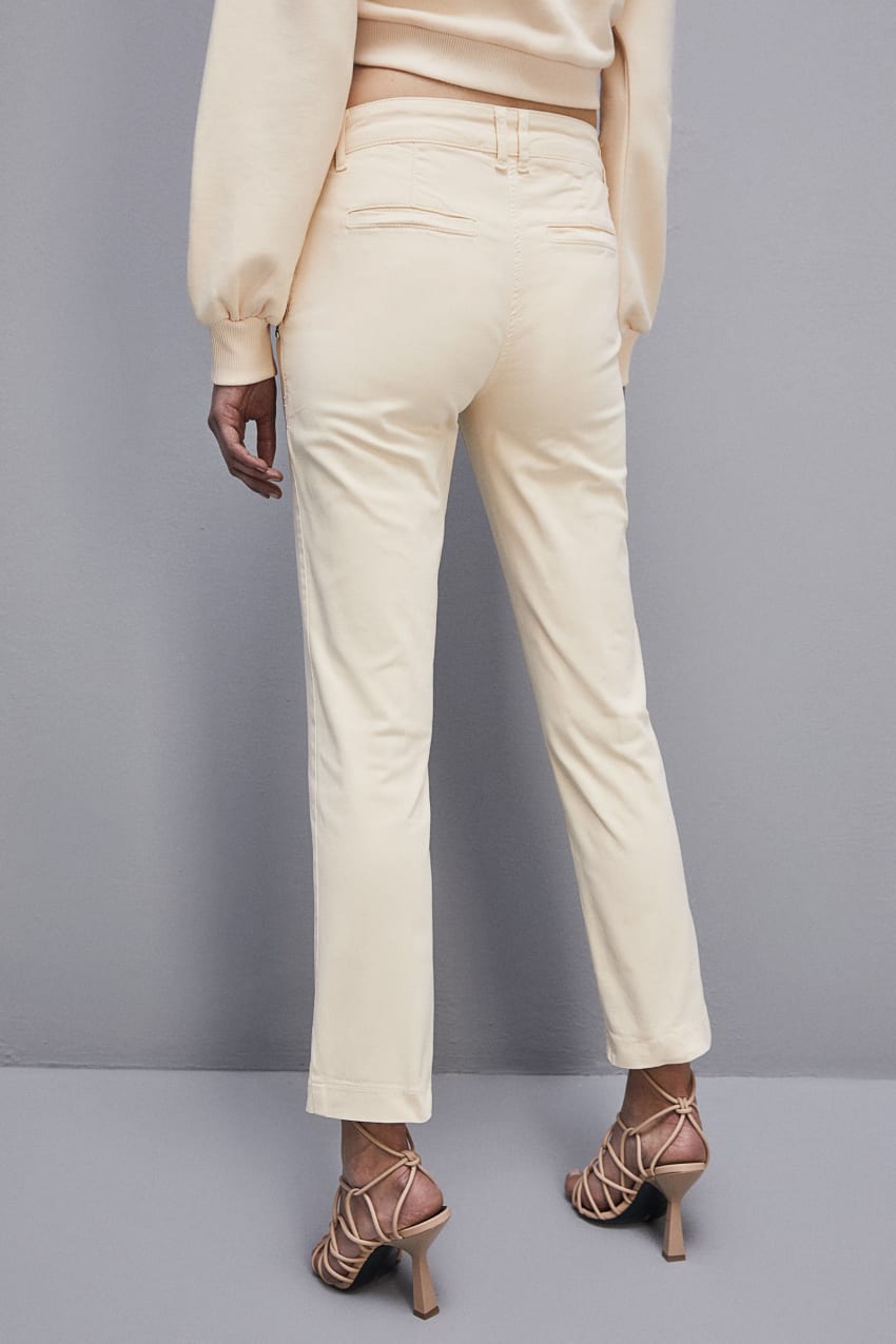 Patrizia Pepe Cotton Satin Chino Pants Μπεζ | FCRUJTO-68