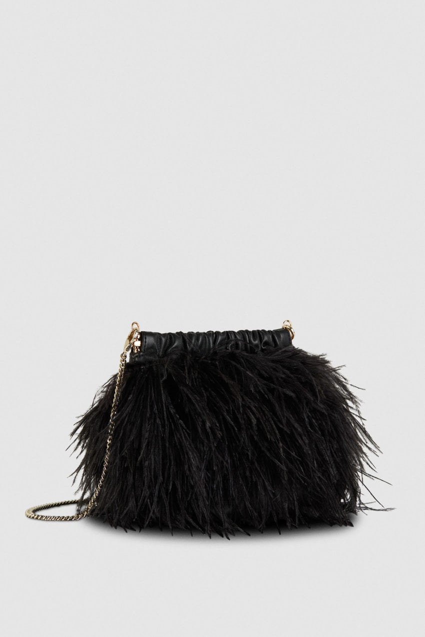 Patrizia Pepe Crossbody Bag With Feathers μαυρα | BOZLMJU-51