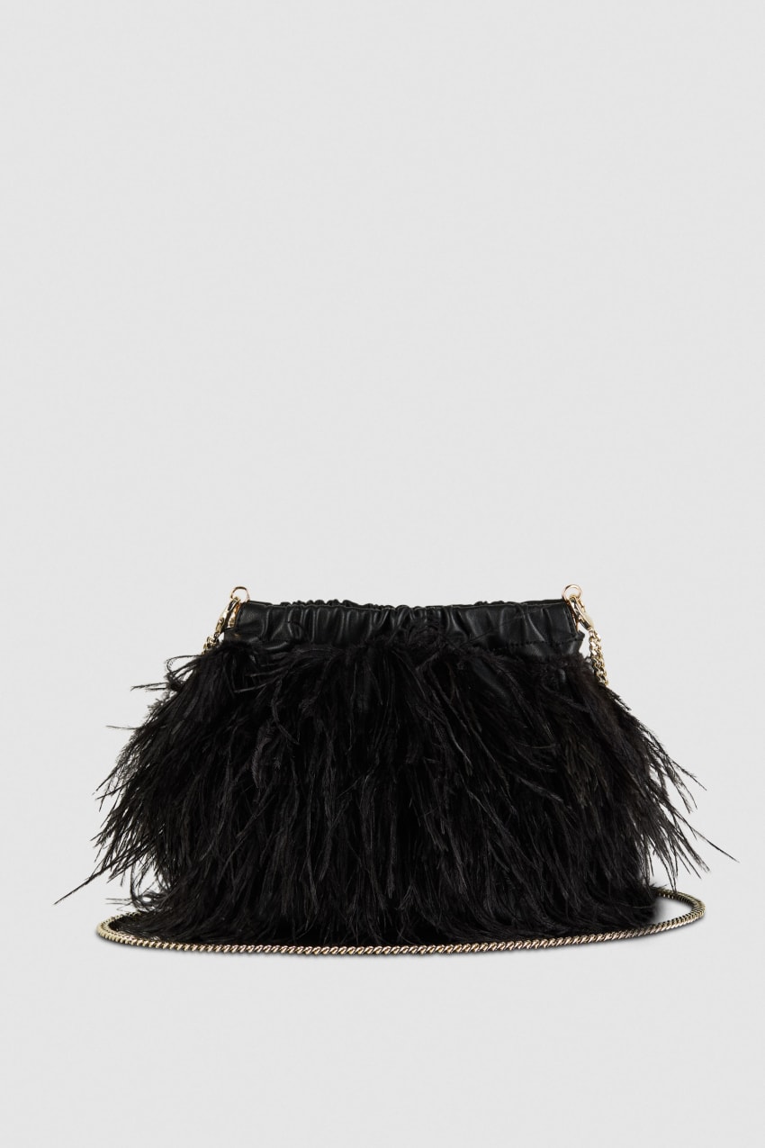 Patrizia Pepe Crossbody Bag With Feathers μαυρα | BOZLMJU-51