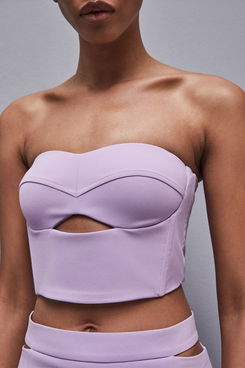 Patrizia Pepe Cut-out Bustier Top In Sablé Crepe Fabric μωβ | UYARQOS-79