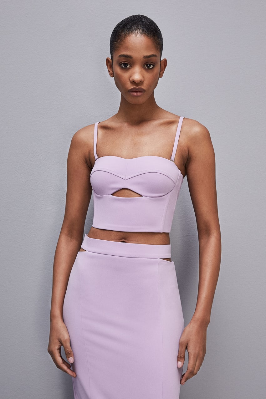 Patrizia Pepe Cut-out Bustier Top In Sablé Crepe Fabric μωβ | UYARQOS-79