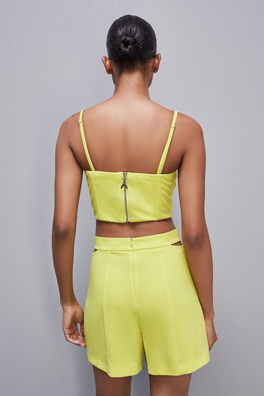 Patrizia Pepe Cut-out Bustier Top In Sablé Crepe Fabric κίτρινα | MAJGKRC-73