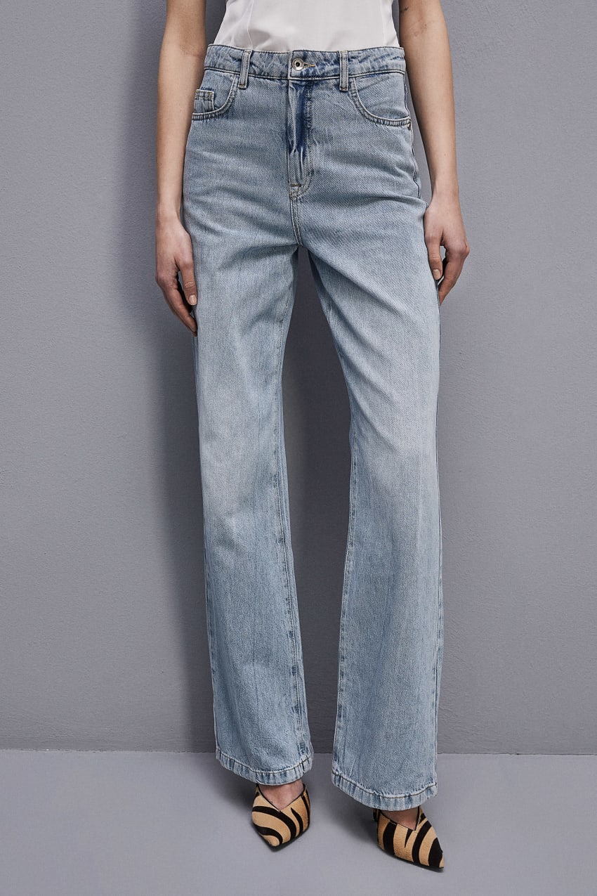 Patrizia Pepe Denim Pants With Rhinestones ανοιχτο μπλε | EAKGBWD-60