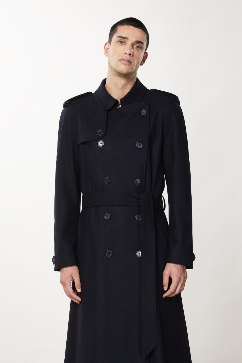 Patrizia Pepe Double-breasted Wool-blend Trench Coat μπλε | RDYZGLE-16