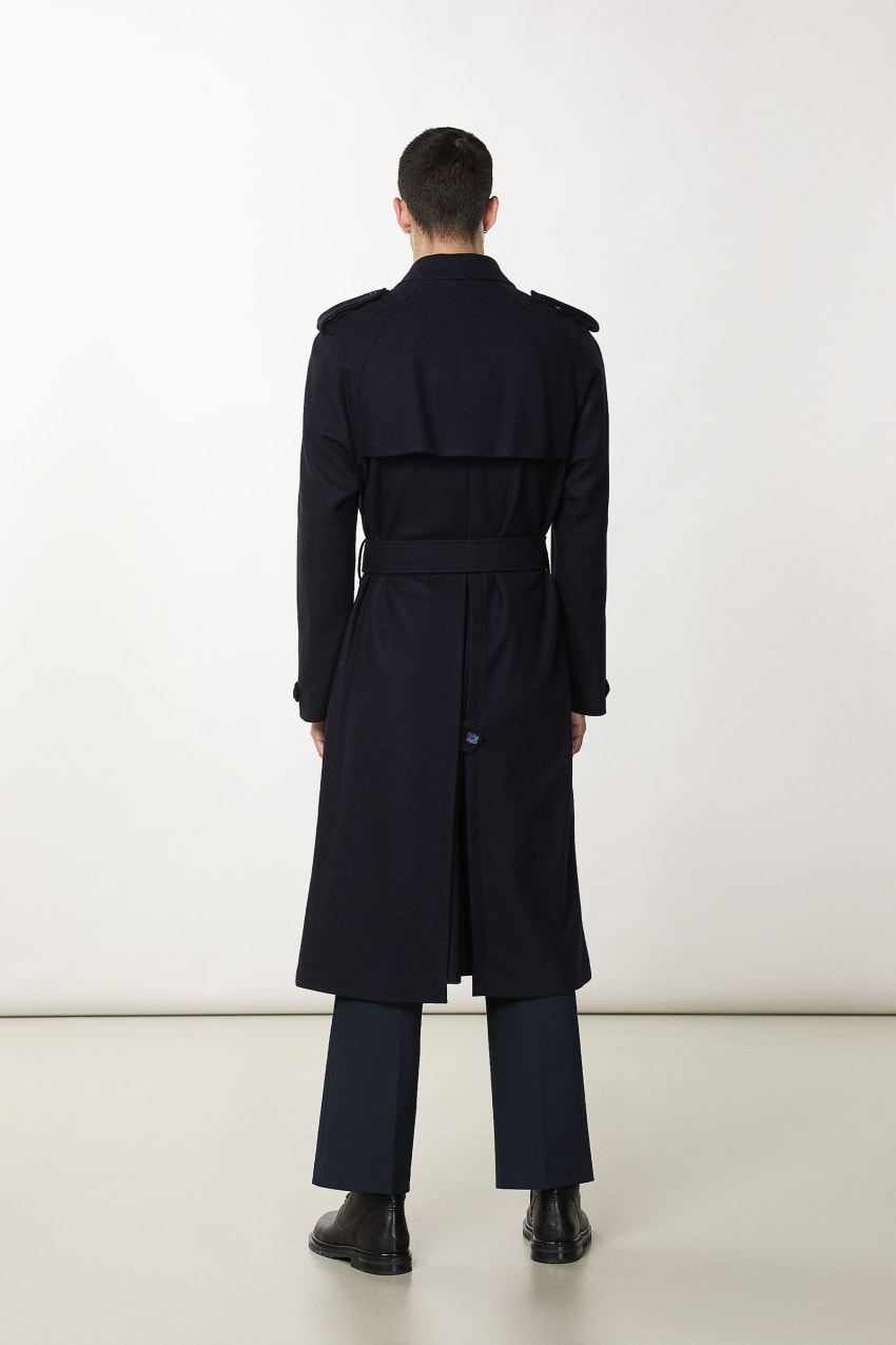 Patrizia Pepe Double-breasted Wool-blend Trench Coat μπλε | RDYZGLE-16