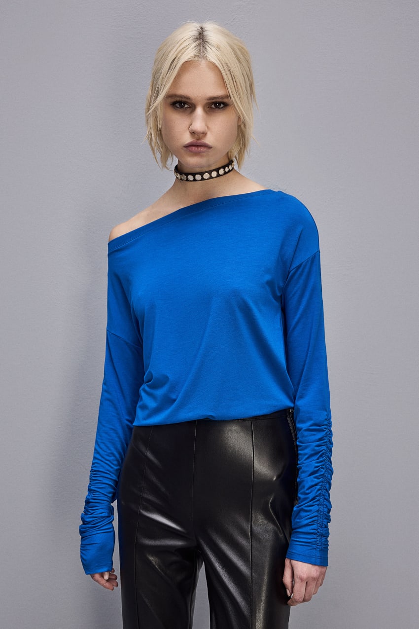 Patrizia Pepe Dropped Shoulder Jersey T-shirt μπλε | BYLGJUM-28